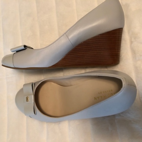 cole haan adair leather bow wedge